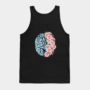 Blue Brain and pink roses, Positivity, Health, Mental, Depression, Anxiety, Mental Iliness, Matters Awareness, Mental Health Support,Health Matters,Gifts Tank Top